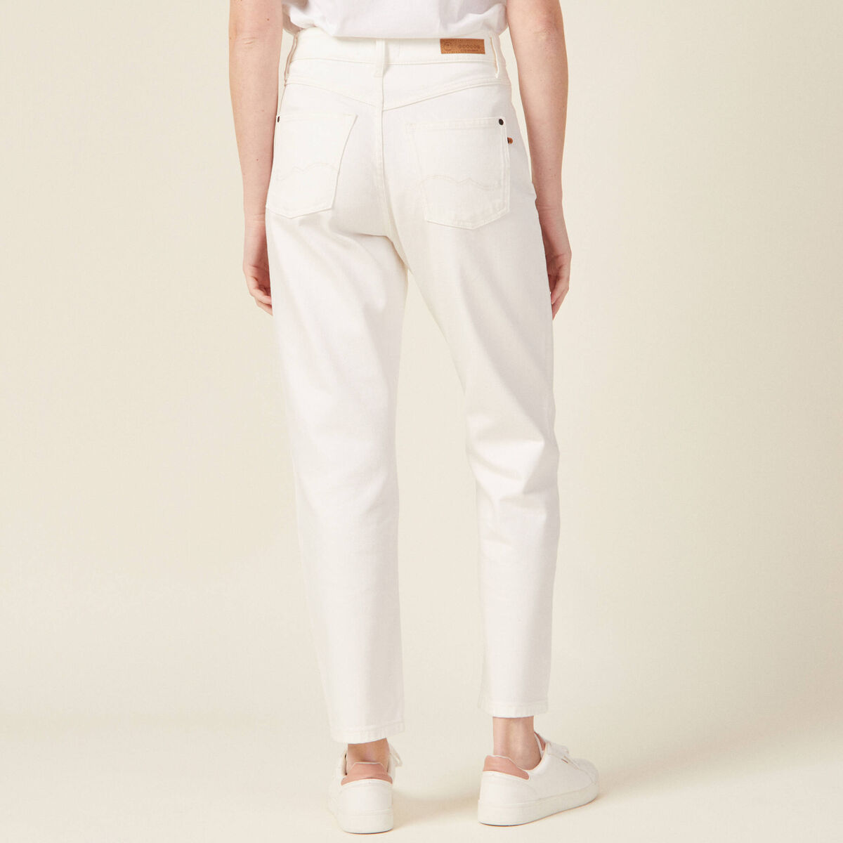 Jeans straight 5 poches denim blanc femme