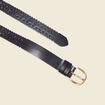 Ceinture perforée en cuir noir femme