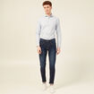 Col cintr&eacute; en coton manches longues bleu ciel homme