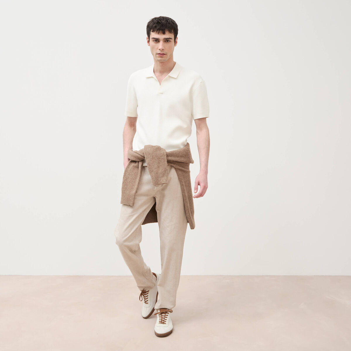 Chino coupe droite longueur 32 beige fonce homme