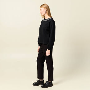 Sweat manches longues perles noir femme