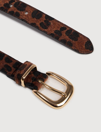 Ceinture fine imitation fourrure marron fonc&eacute; femme