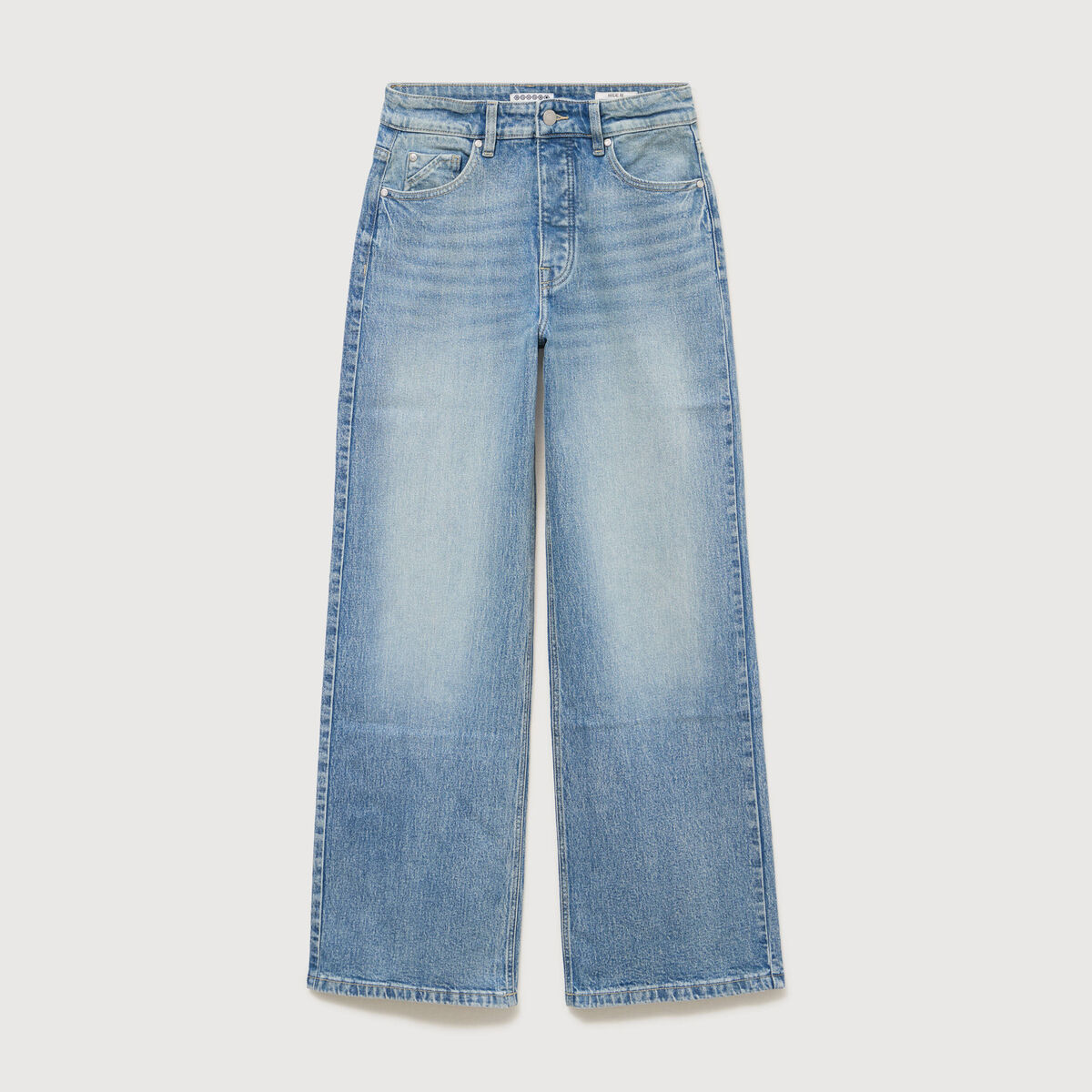 Jeans large taille haute bleu femme