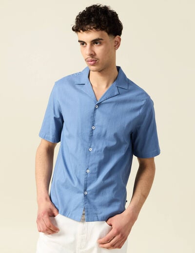 Chemise manches courtes bleu gris homme