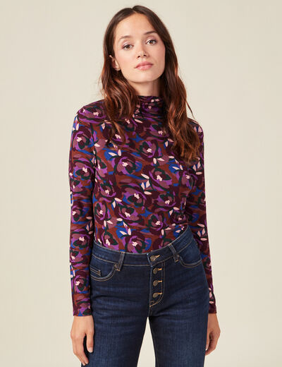 T-shirt manches longues marron femme