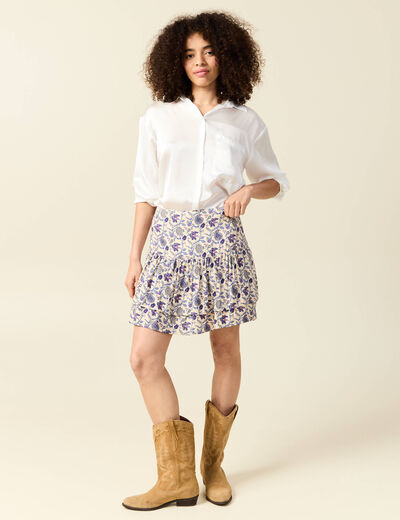 Jupe fluide doublée bleu femme