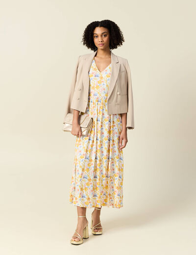 Robe longue &eacute;vas&eacute;e multicolore femme
