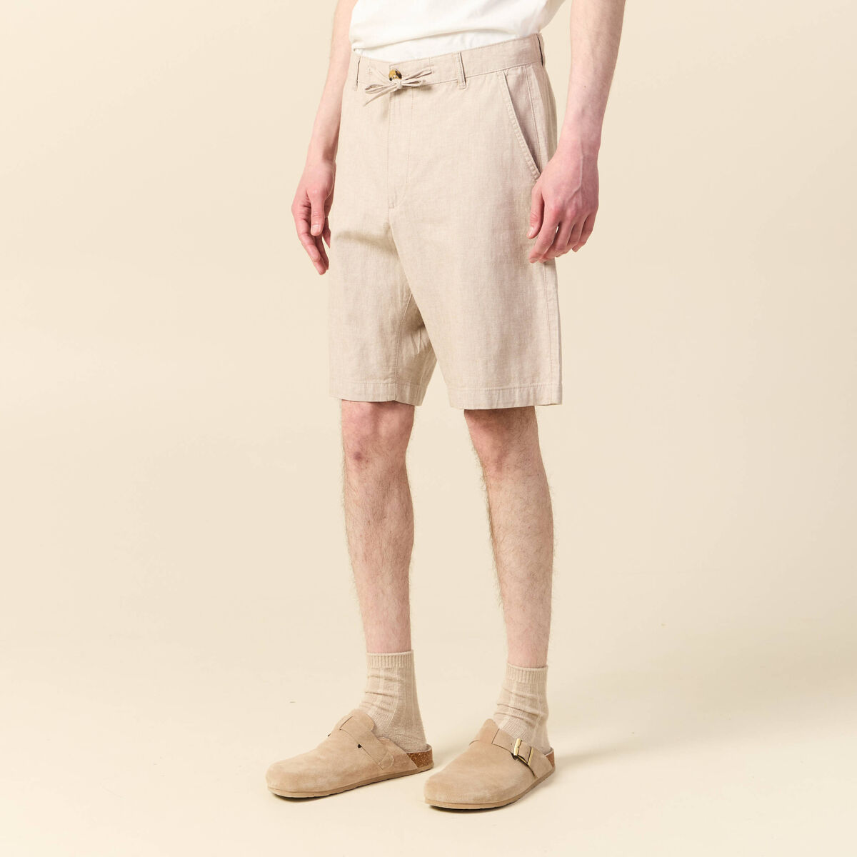 Bermuda droit beige homme