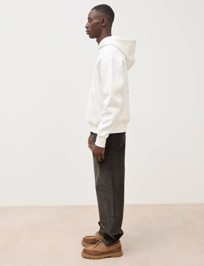 Sweat ample &agrave; capuche manches longues ecru homme