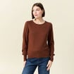Pull manches longues marron fonc&eacute; femme