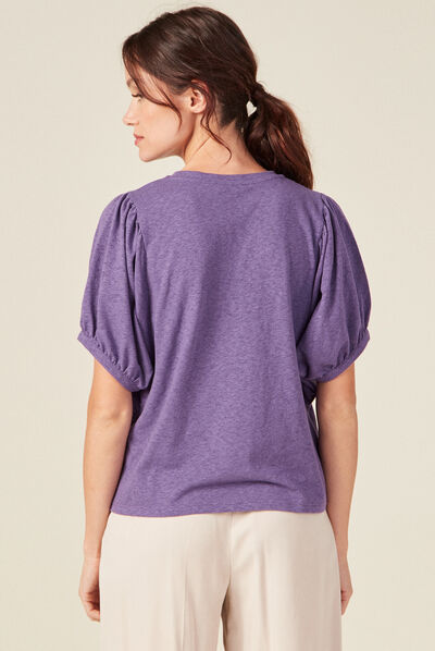 T-shirt manches courtes violet foncé femme