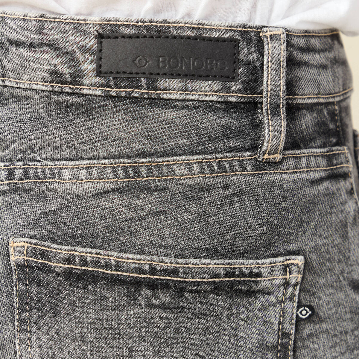 Jeans slim 7/8&egrave;me taille haute denim gris femme