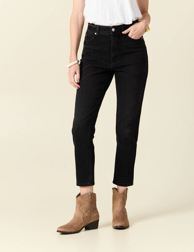 Jeans mom slim denim noir femme