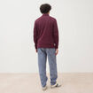 Polo droit manches longues prune homme