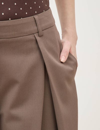 Pantalon large taille standard marron femme