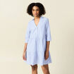 Robe trapèze manches 3/4 bleu ciel femme