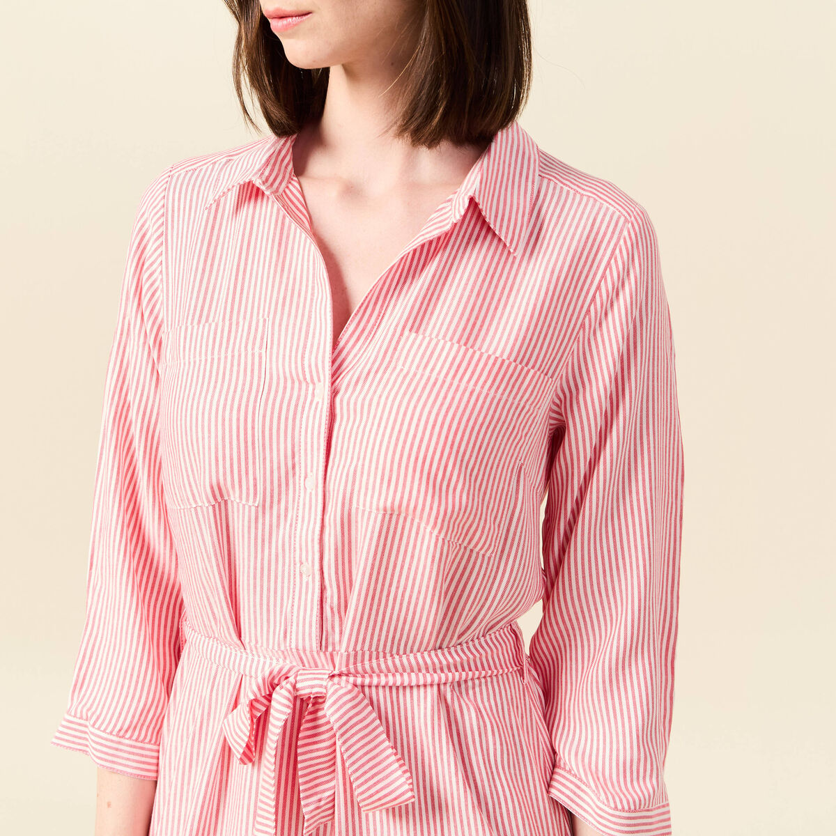 Robe chemise éco-responsable rouge femme