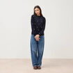 Chemise en coton avec broderie bleu marine femme