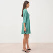 Robe manches longues col v vert femme