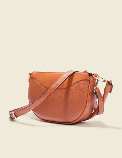 Sac demi-lune à bandoulière marron femme