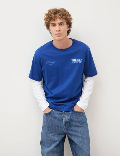T-shirt ample en coton manches courtes bleu electrique homme