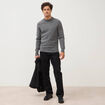 Pull droit col rond manches longues gris fonc&eacute; homme