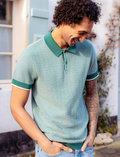 Polo manches courtes vert foncé homme