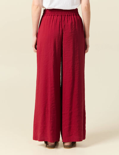 Pantalon large fluide rouge foncé femme