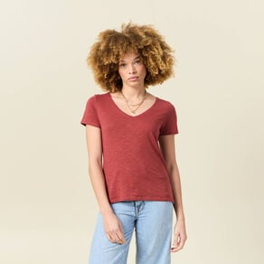 t shirt manches courtes rouge fonce femme T-shirt manches courtes rouge foncé femme