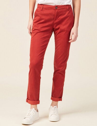 Chino 7/8&egrave;me taille standard orange fonc&eacute; femme