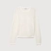 Pull ajour&eacute; col rond manches longues ecru femme