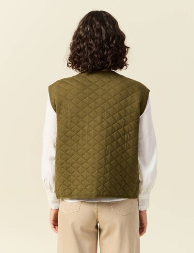 Gilet sans manches vert kaki femme