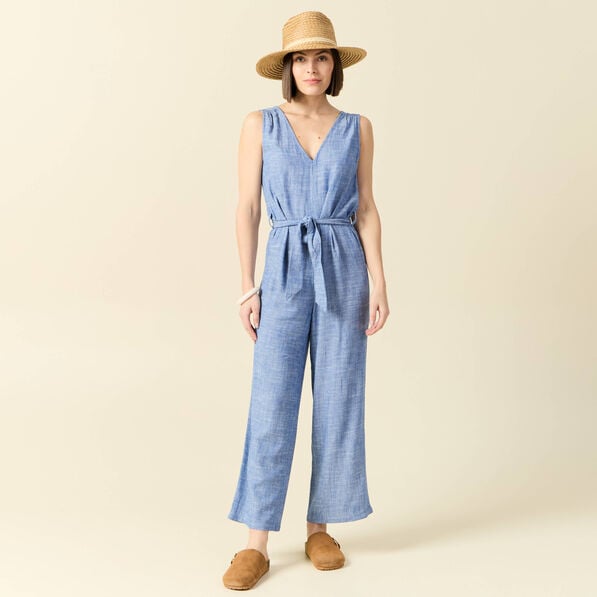 combinaison pantalon ceinturee bleu femme Combinaison pantalon ceinturée bleu femme