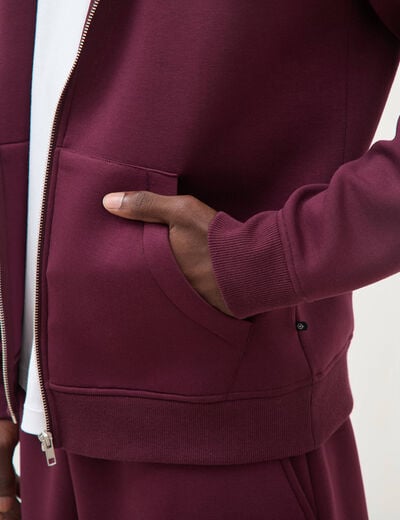 Sweat ample &agrave; capuche manches longues prune homme