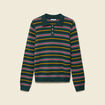 Pull col polo manches longues vert fonc&eacute; femme