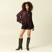 Blouse manches longues col ras de cou marron fonc&eacute; femme