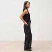 Gilet droit court sans manches col v noir femme