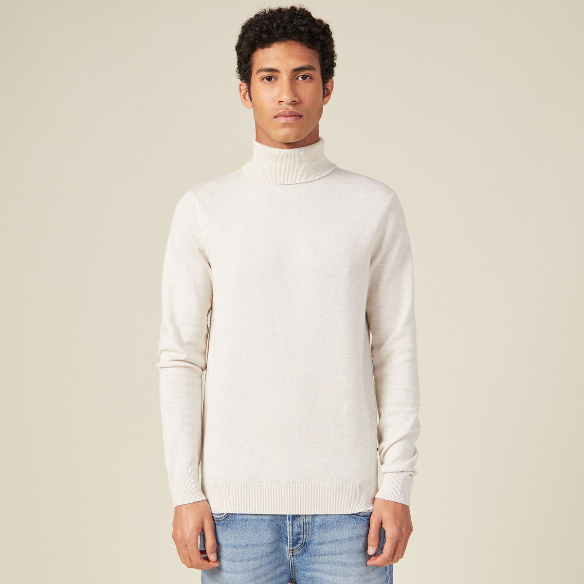 Pull manches longues ecru homme
