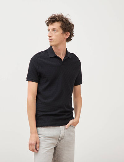 Polo cintr&eacute; manches courtes noir homme