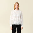 Blouse cintrée dentelle manches longues ecru femme