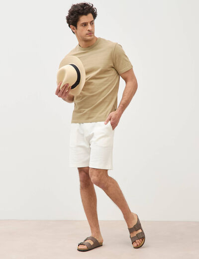 Short droit avec cordon ecru homme