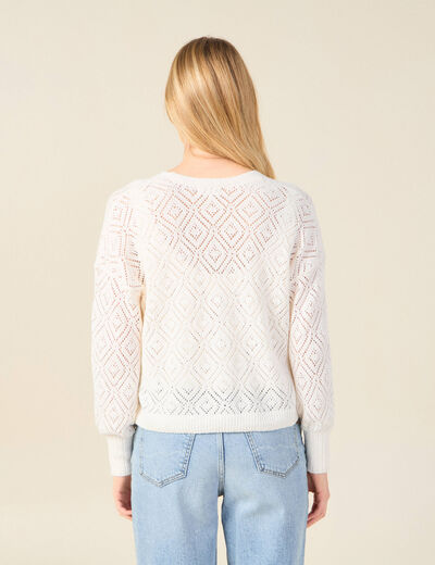Gilet ajouré éco-responsable creme femme