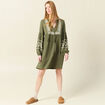Robe brodée éco-responsable vert kaki femme