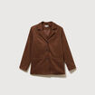 Blazer col tailleur manches longues marron fonc&eacute; femme