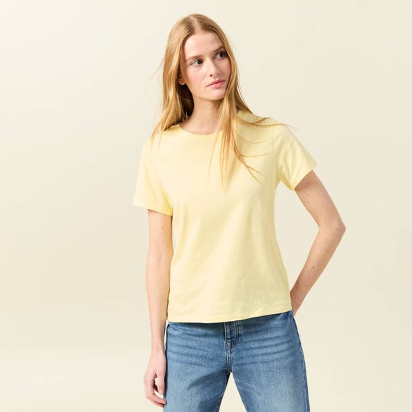 t shirt manches courtes jaune clair femme T-shirt manches courtes jaune clair femme