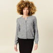 Gilet manches longues ajouré gris clair femme