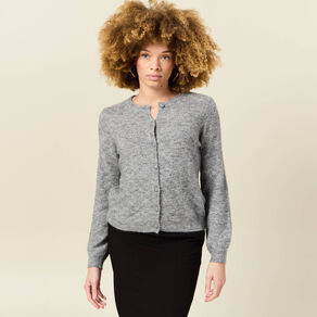 gilet manches longues ajoure gris clair femme Gilet manches longues ajouré gris clair femme