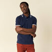 Polo cintr&eacute; en coton manches courtes bleu marine homme