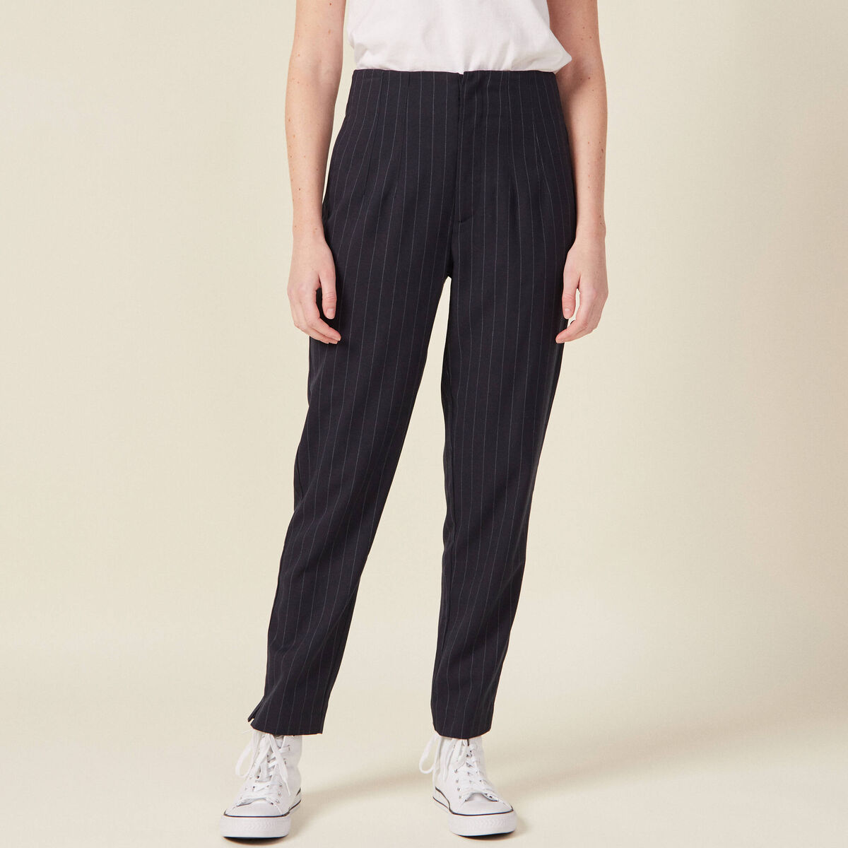 Pantalon cigarette bleu femme