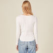 T-shirt manches longues côtelé ecru femme